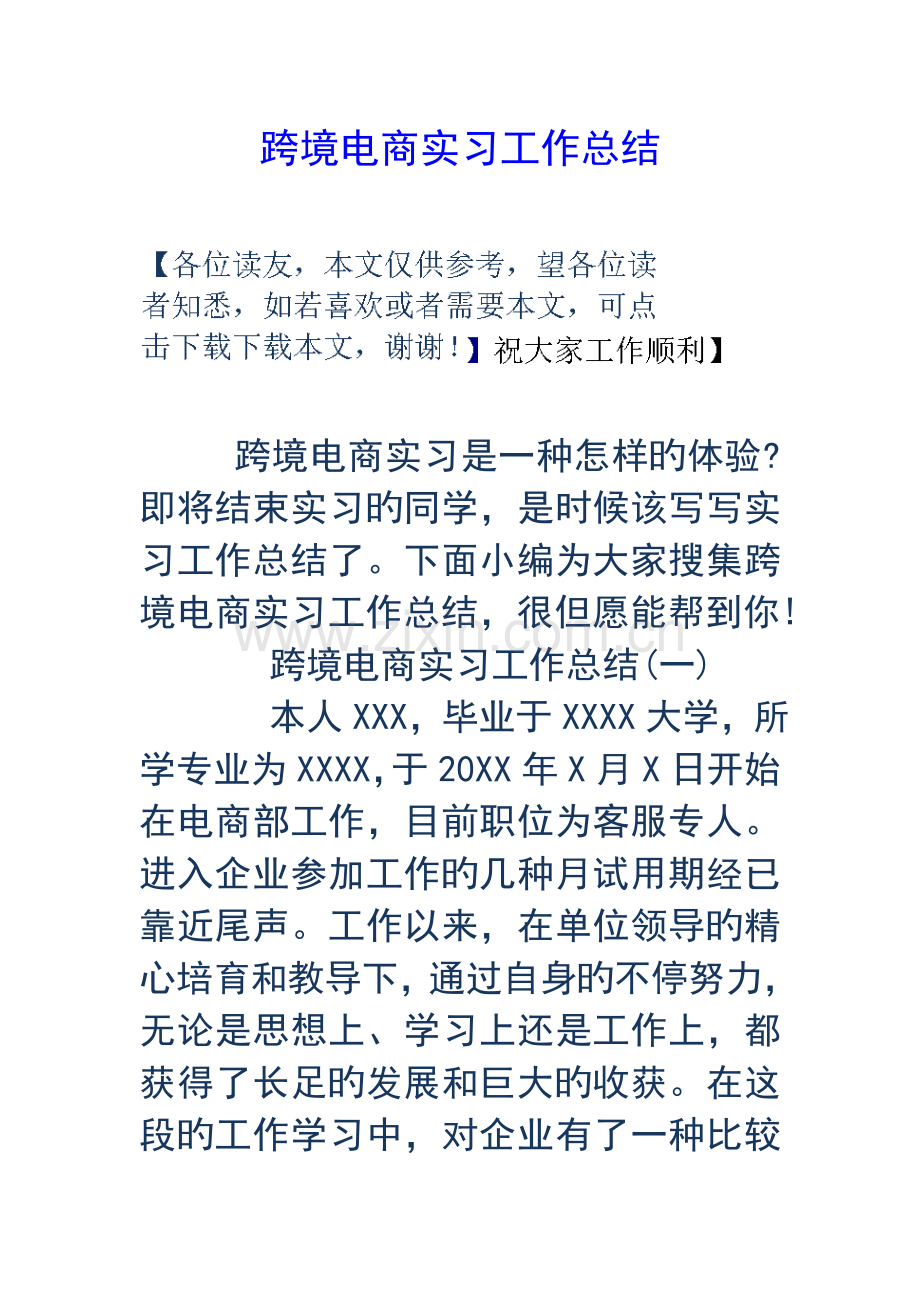 跨境电商实习工作总结材料.doc_第1页