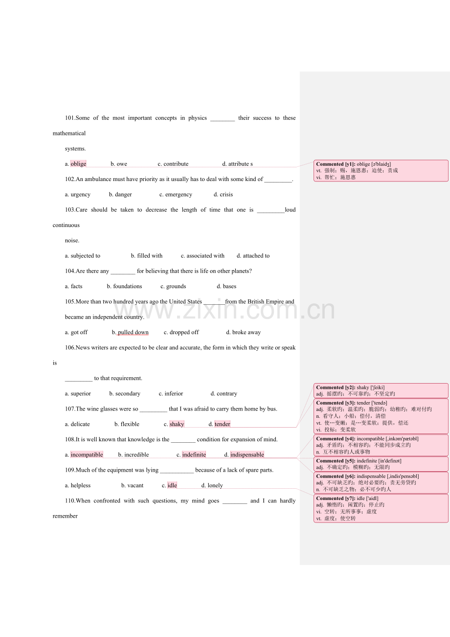 2023年英语专四四级词汇单选题.doc_第1页