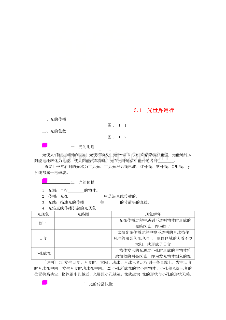 2022年八年级物理上册3.1光世界巡行练习新版粤教沪版.doc_第1页