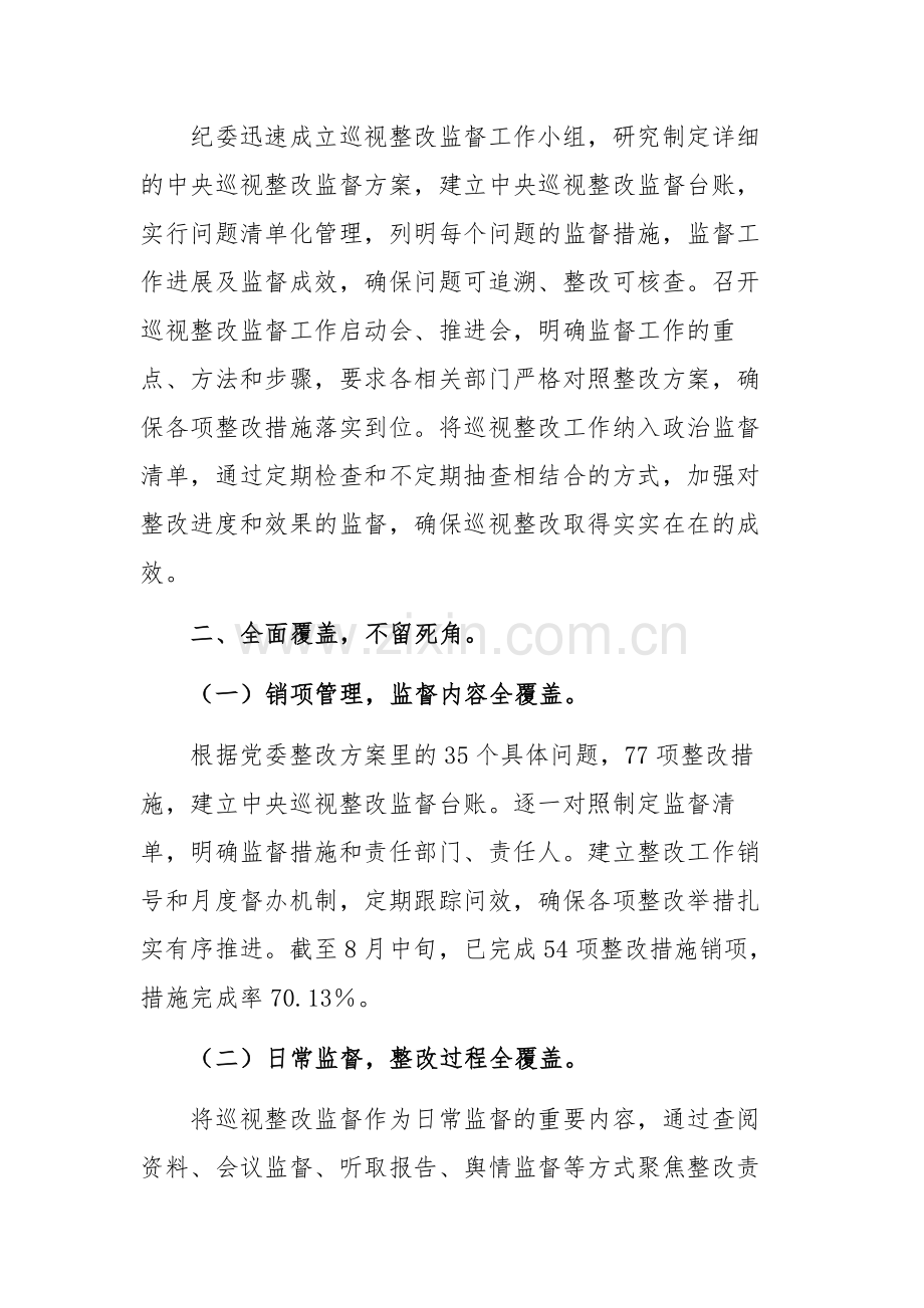 2024年公司纪委关于巡视整改监督工作的汇报发言范文.docx_第2页