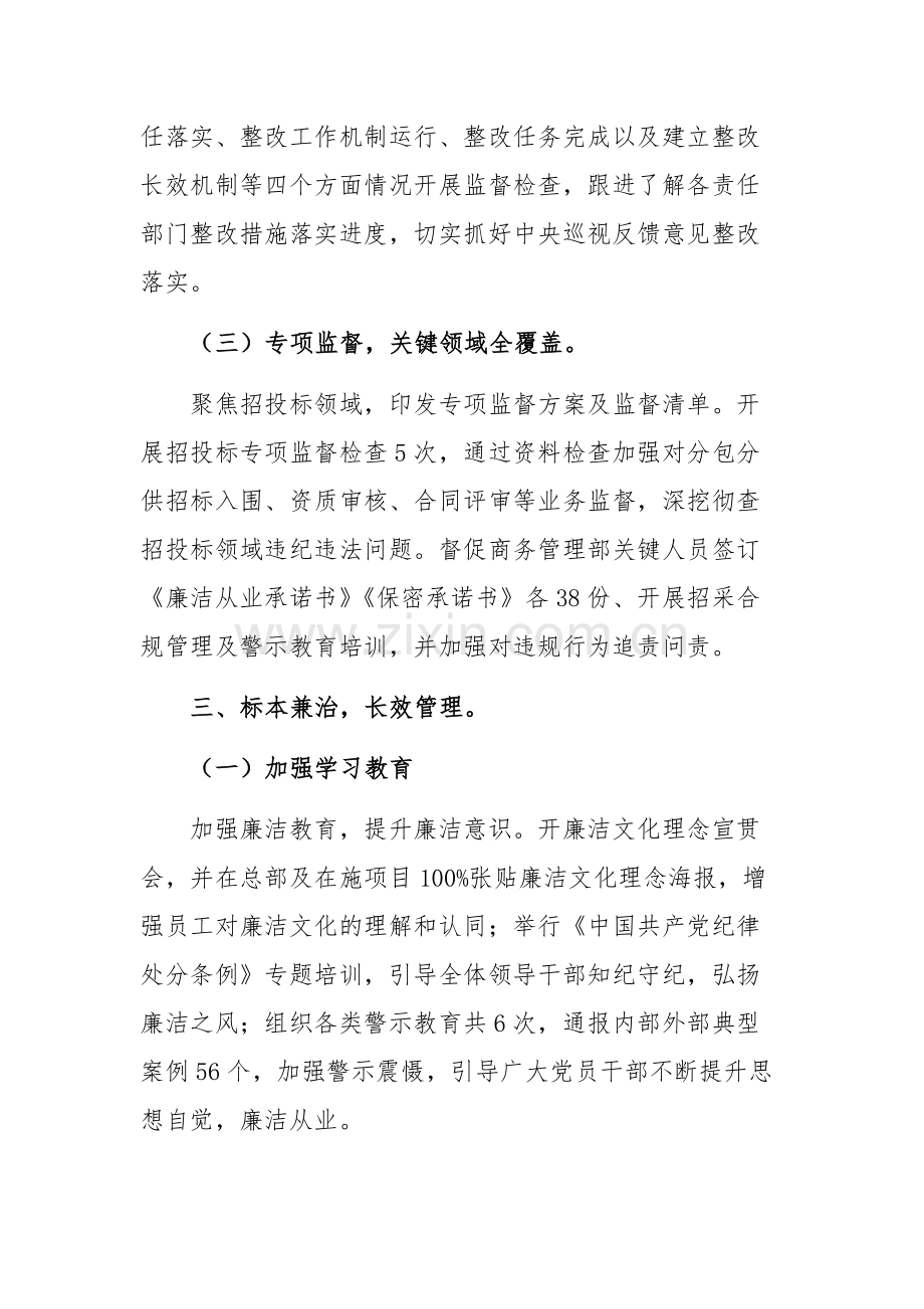 2024年公司纪委关于巡视整改监督工作的汇报发言范文.docx_第3页