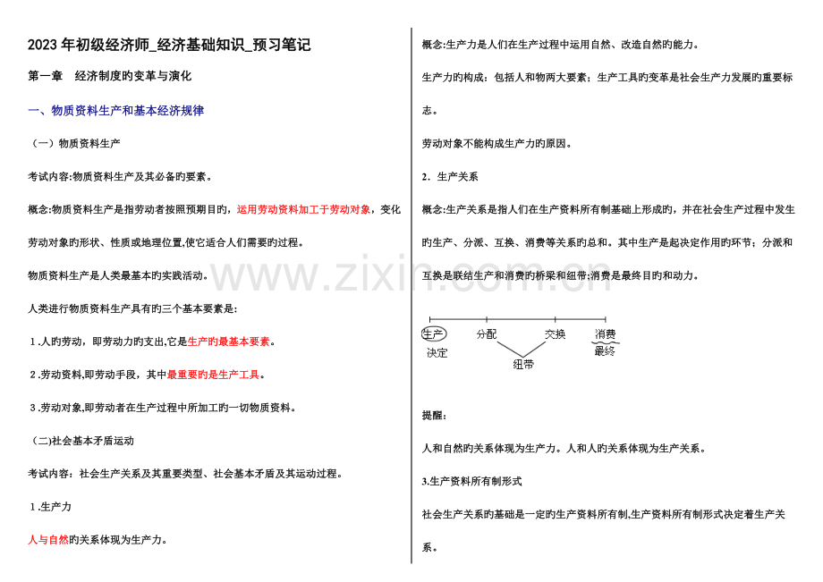 2023年初级经济师经济基础知识预习笔记(2).doc_第1页