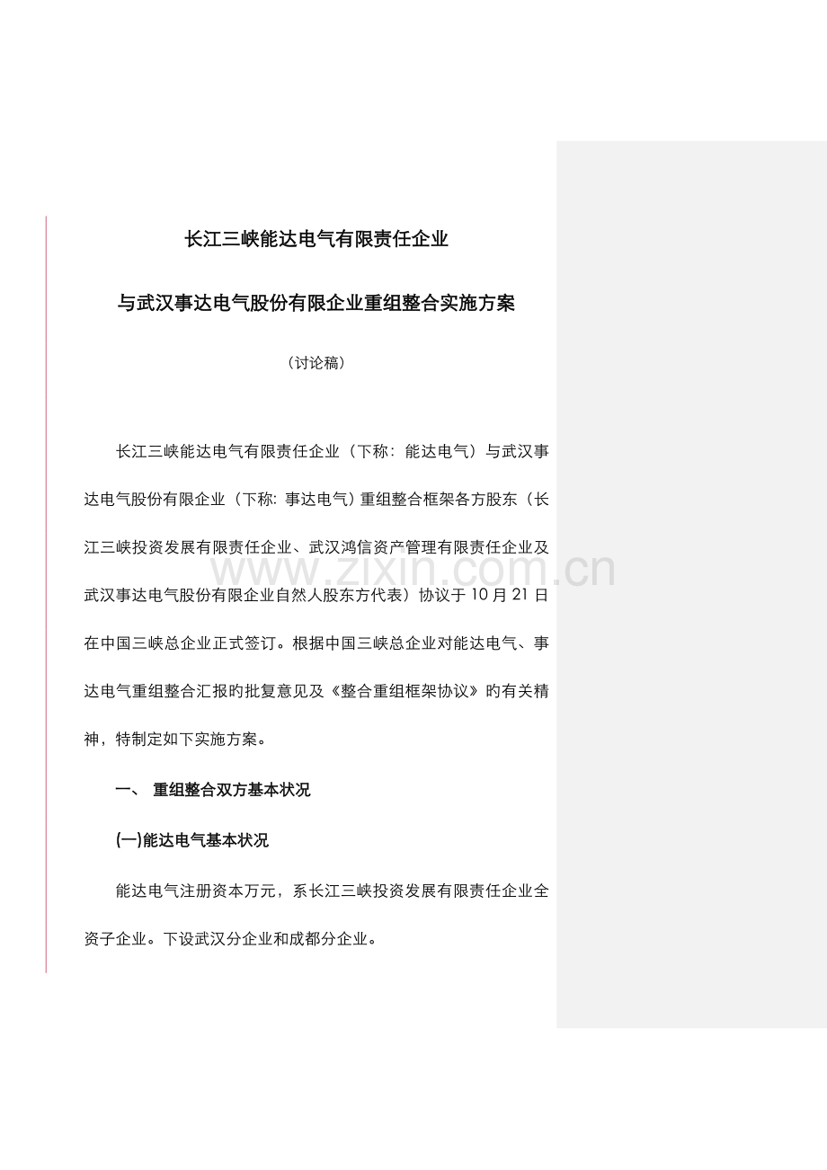 公司重组整合实施计划方案.doc_第1页