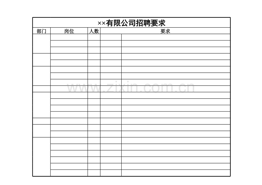 有限公司招聘要求表.xls_第1页