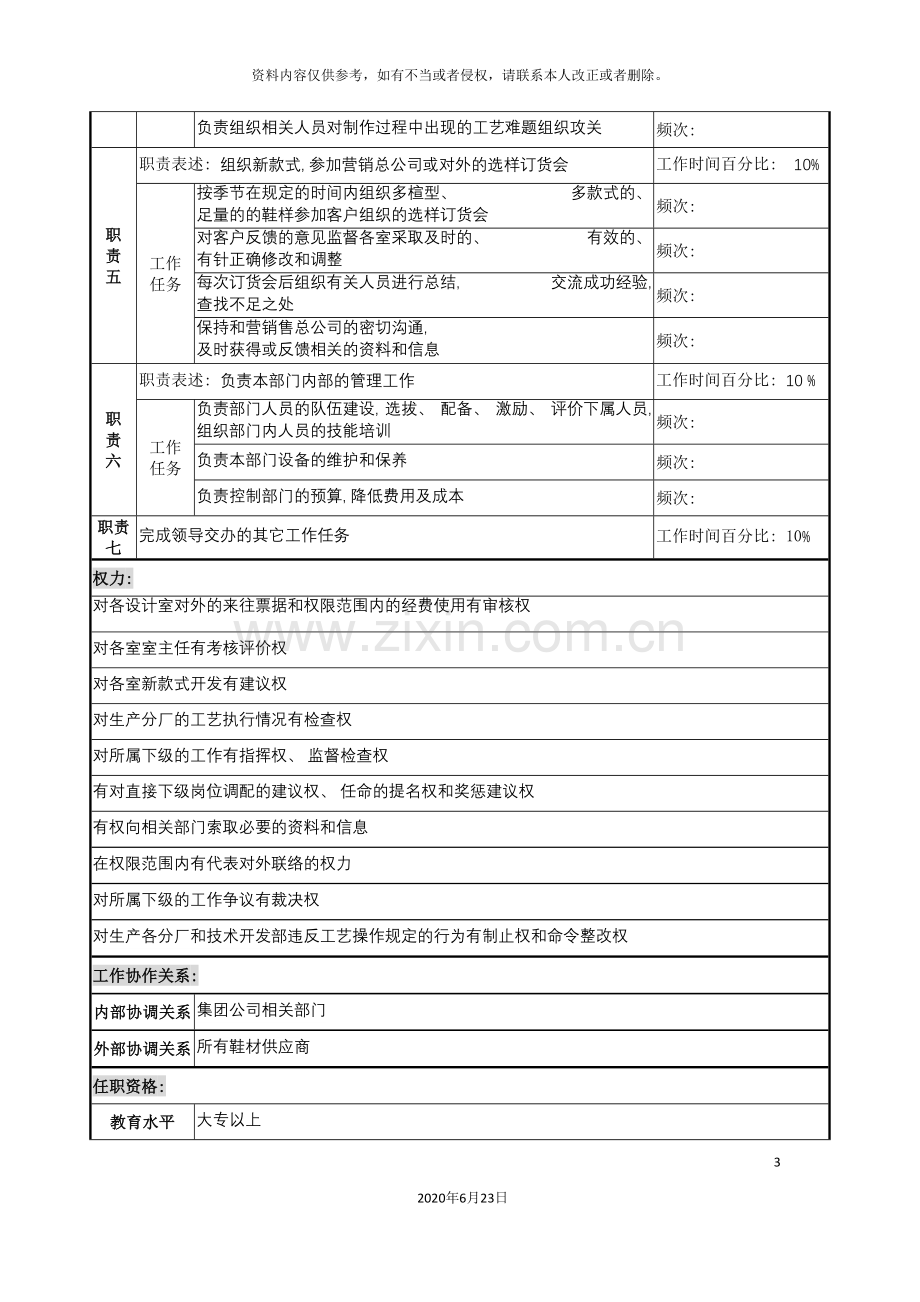 制鞋企业技术开发部经理岗位说明书.doc_第3页