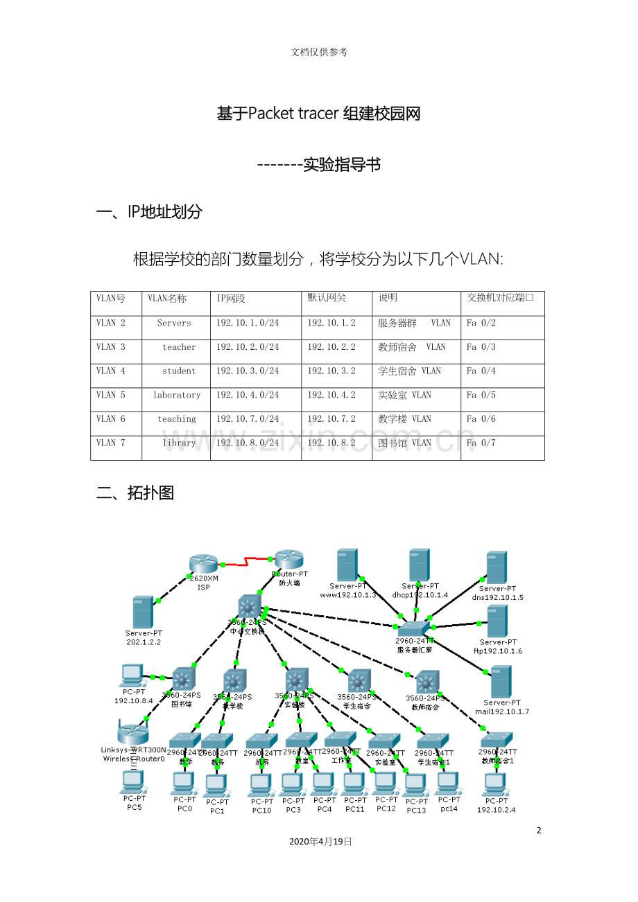 基于packettracer智能校园网组建实验指导书.docx_第2页