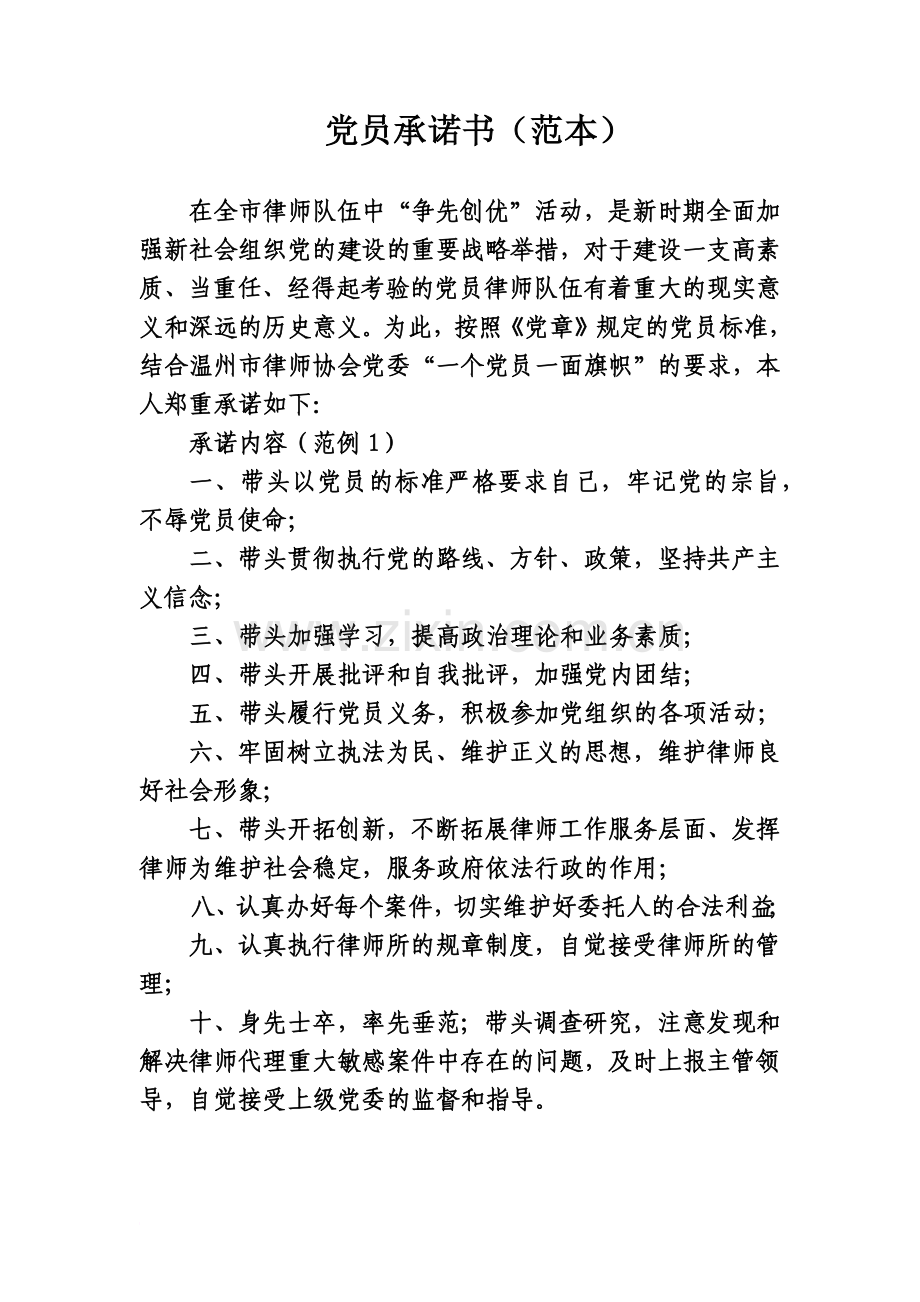 党员承诺书范文模板.doc_第2页