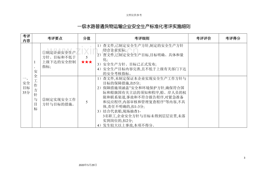 级水路普通货物运输企业安全生产标准化考评实施细则.doc_第3页