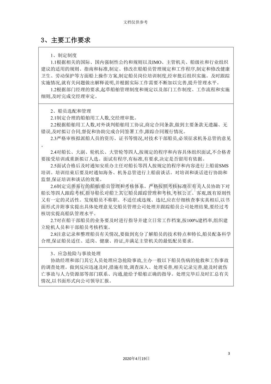 公司船管部船员总管岗位说明书.doc_第3页