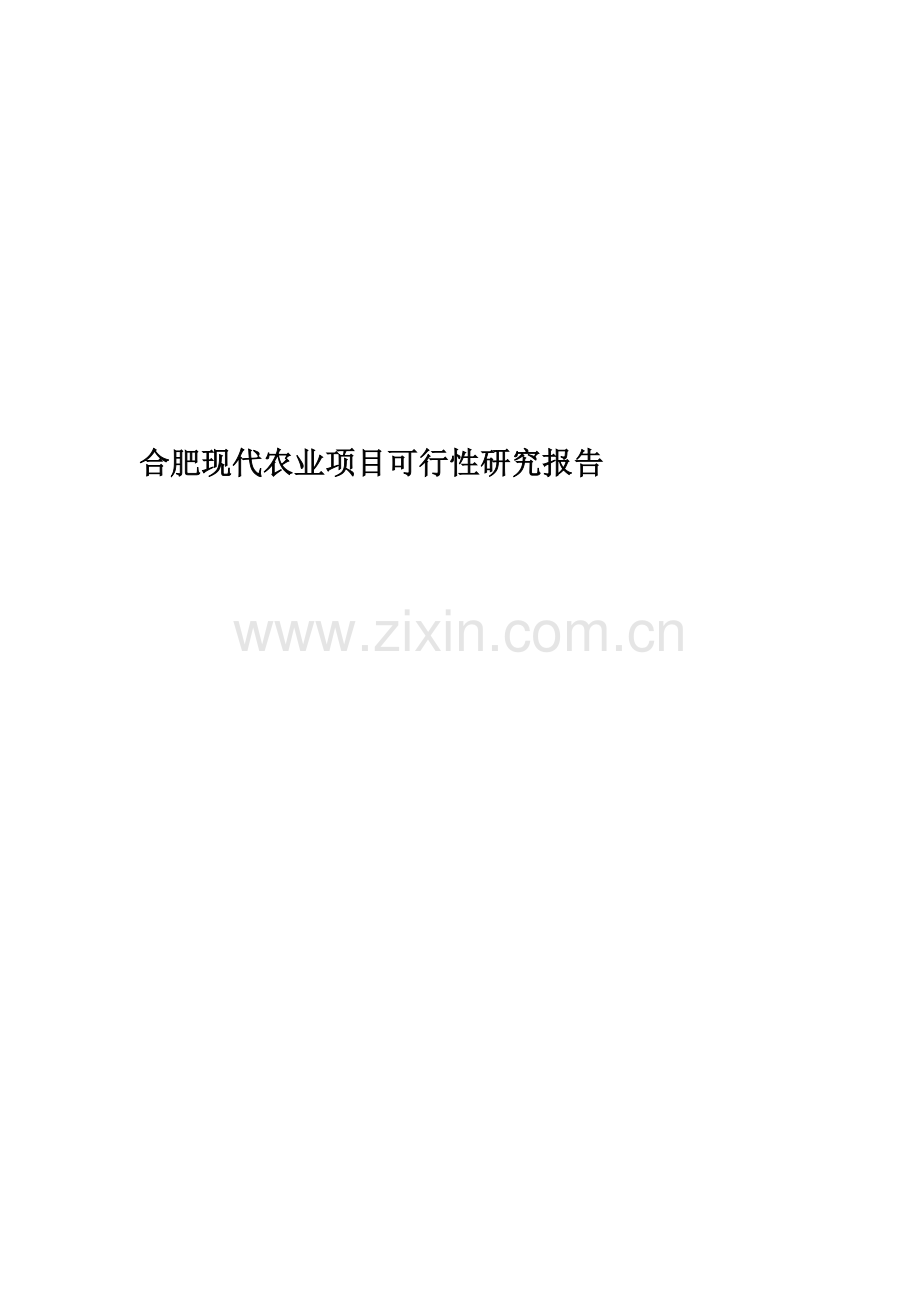 合肥现代农业项目可行性研究报告.doc_第1页