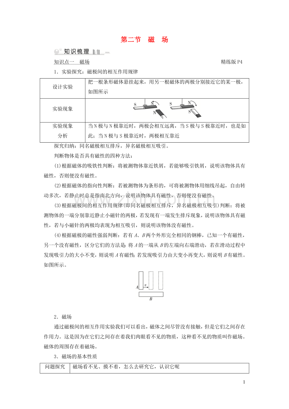 2019_2020学年九年级物理全册第14章第2节磁臣点手册新版北师大版.doc_第1页