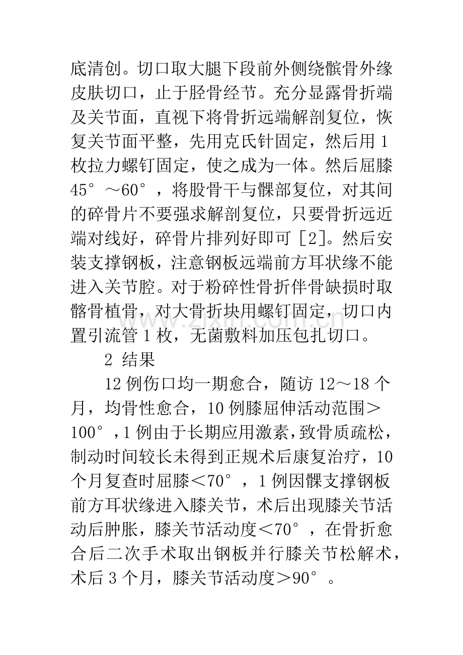 应用髁支撑钢板治疗股骨髁部骨折12例报告.docx_第2页