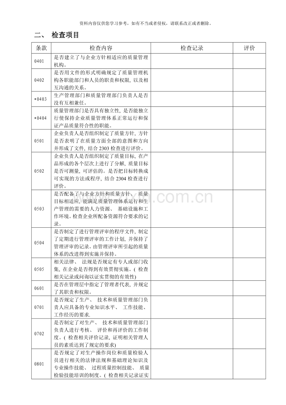 医疗器械生产质量管理规范现场检查自查表样本.doc_第3页