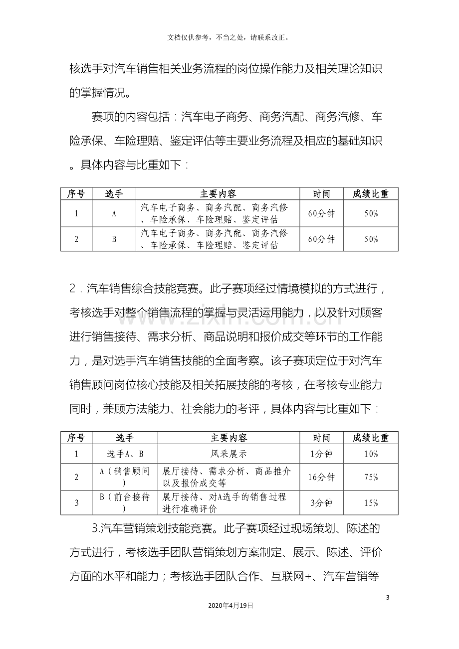 汽车营销项目技能竞赛活动方案.docx_第3页