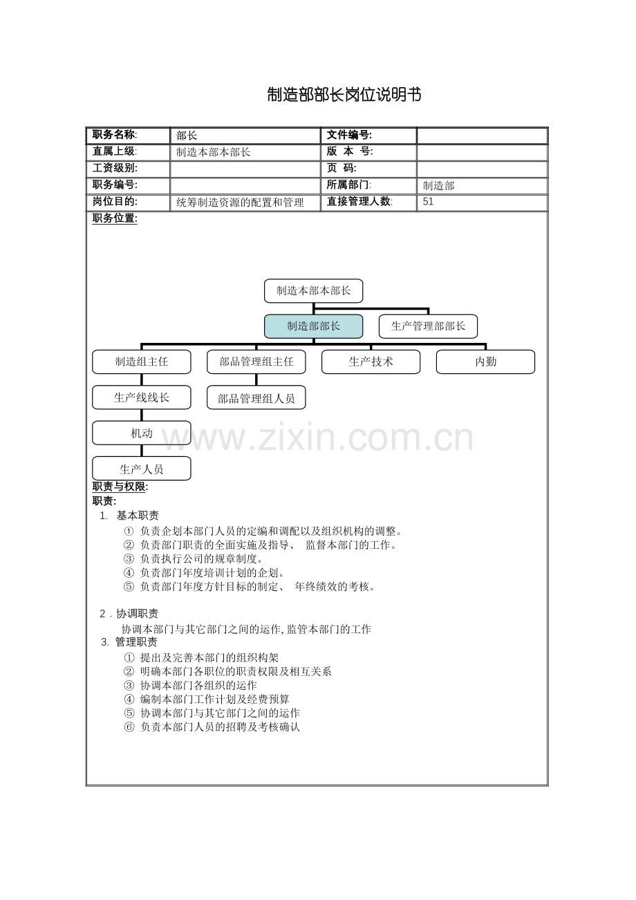 制造部部长岗位说明书.doc_第2页