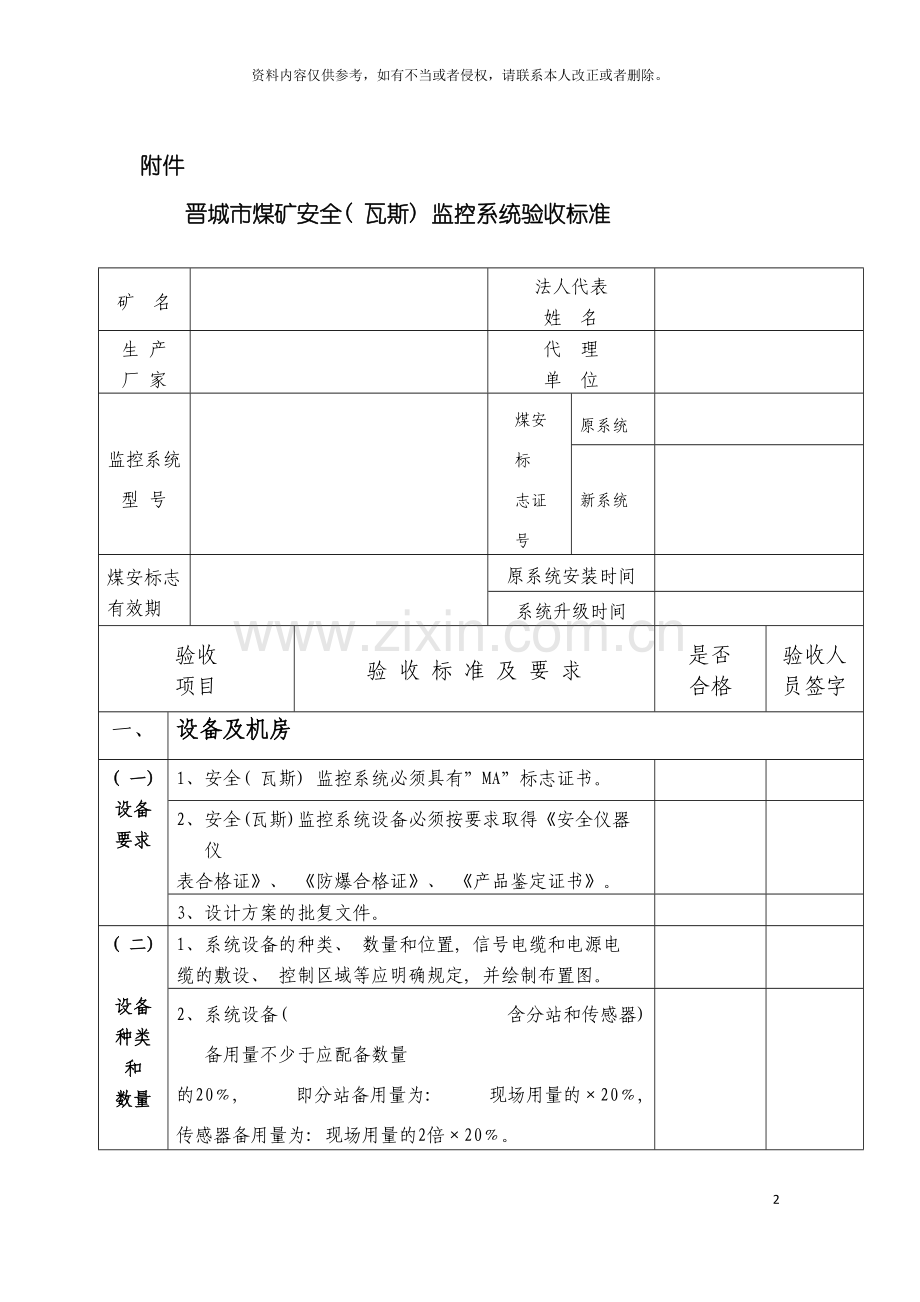 晋城市煤矿安全瓦斯监控系统验收标准模板.doc_第2页