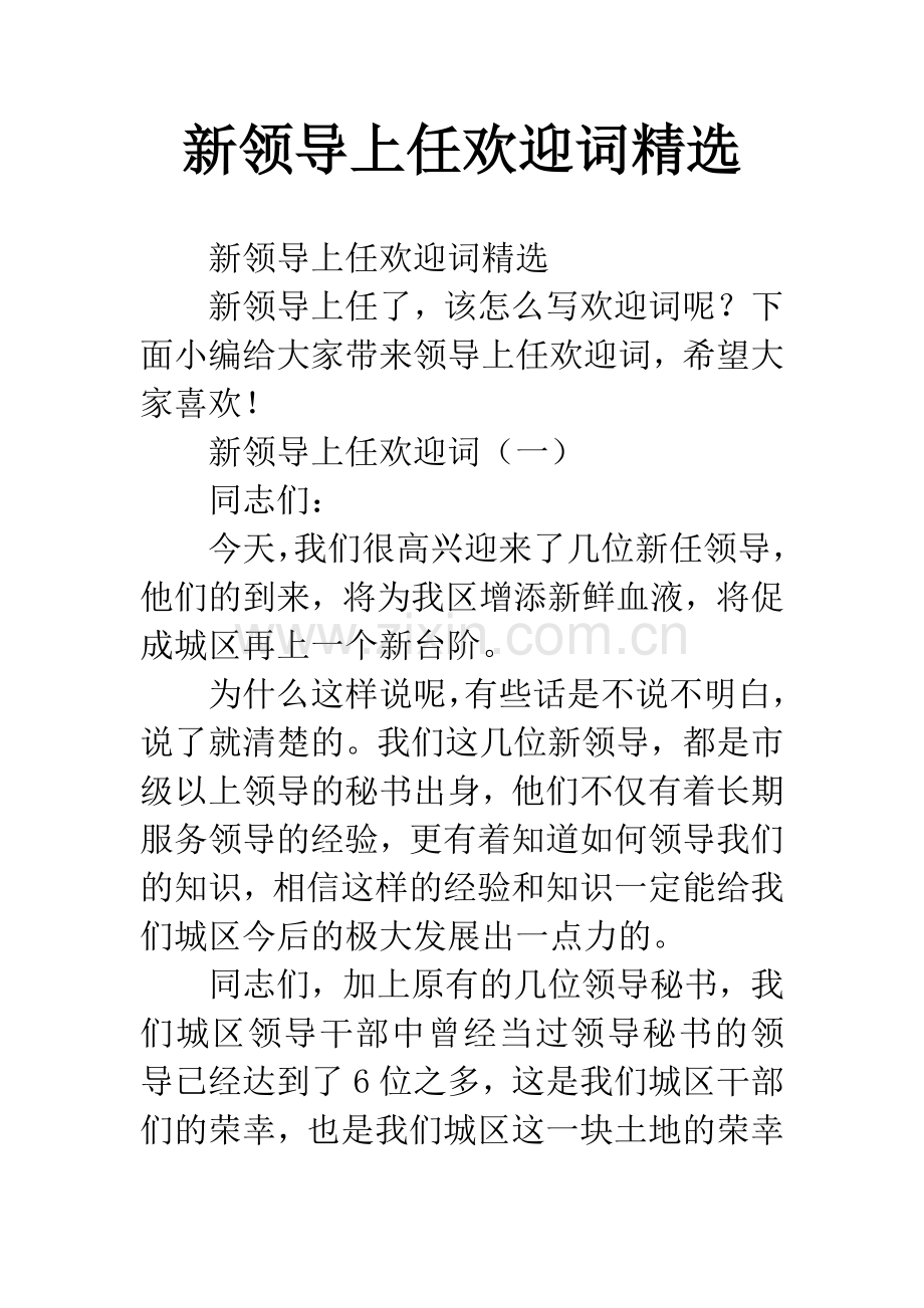 新领导上任欢迎词.docx_第1页