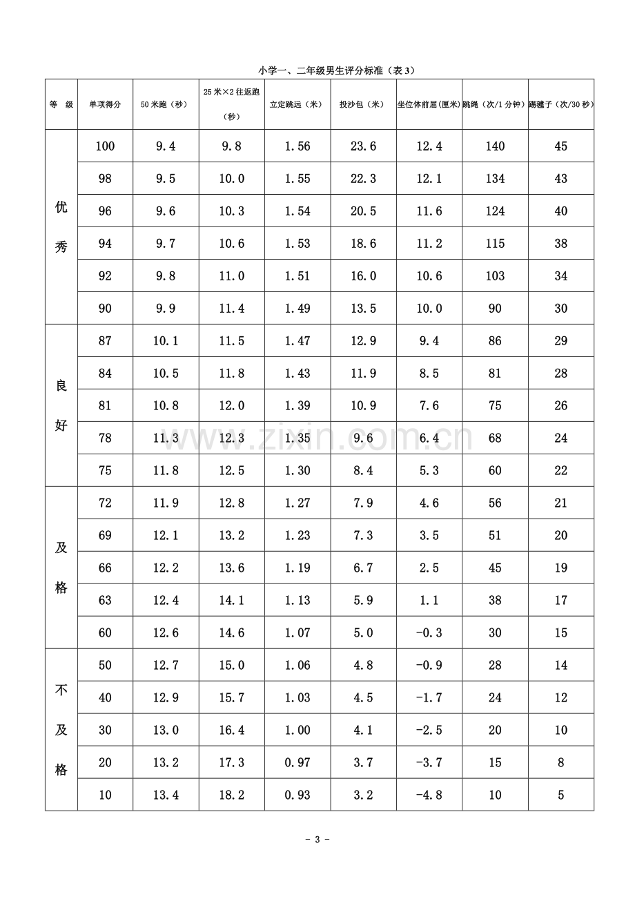 《国家小学生体质健康标准》评分表.doc_第3页