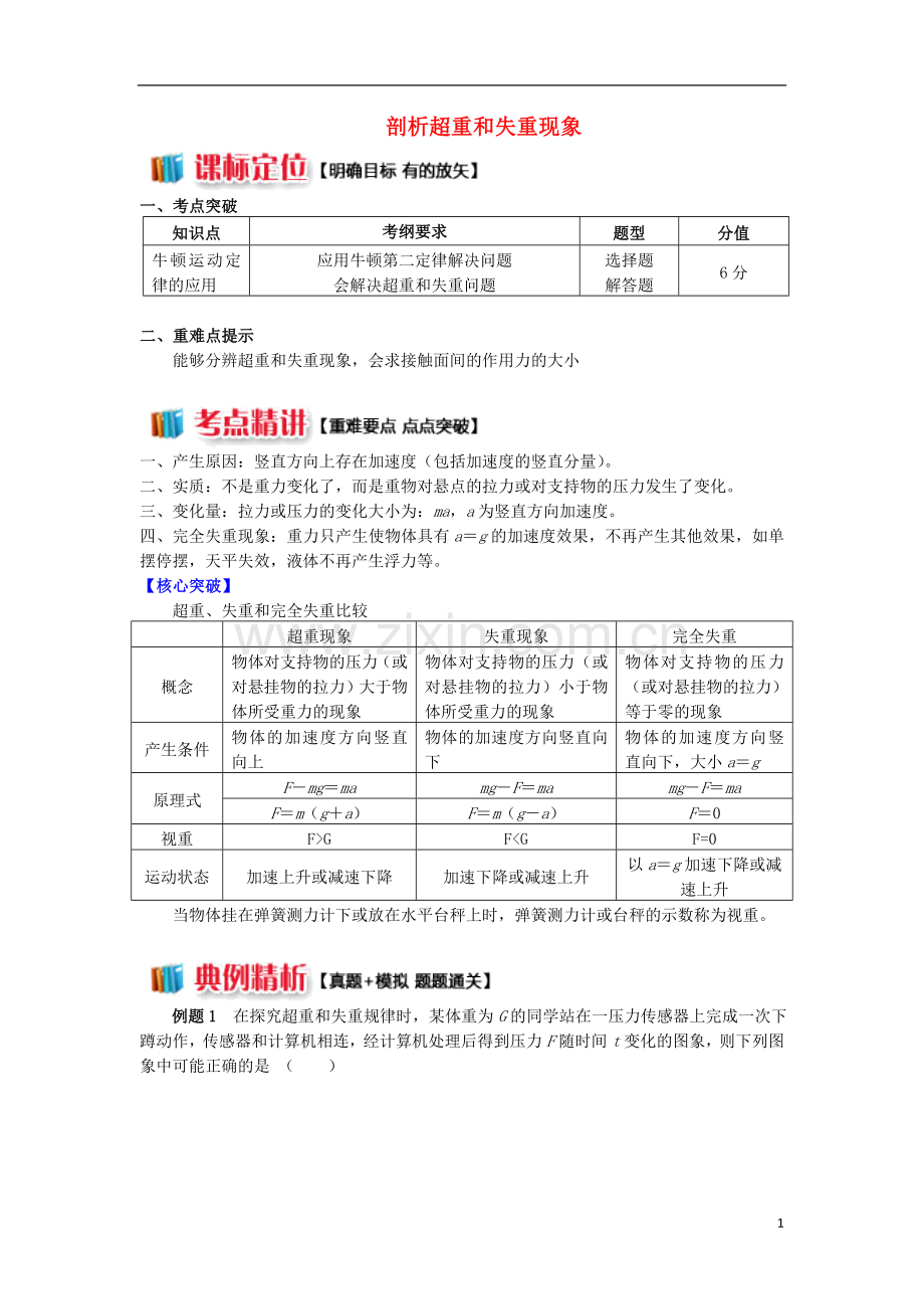 2018高中物理第四章牛顿运动定律4.8剖析超重和失重现象学案新人教版必修1.doc_第1页