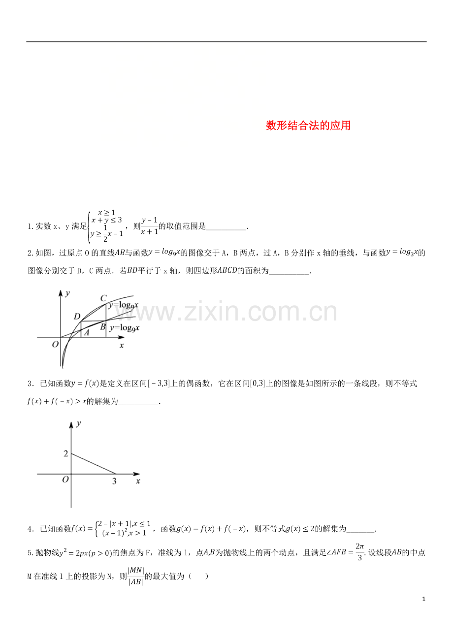 2018年高考数学三轮冲刺专题数形结合法的应用练习题无答案理.doc_第1页