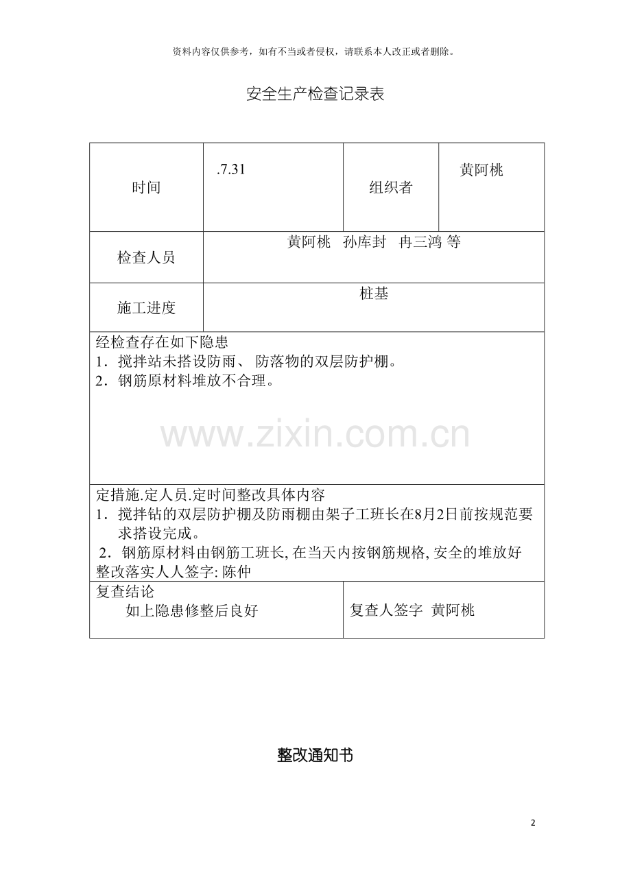 安全记录检查表模板.doc_第2页