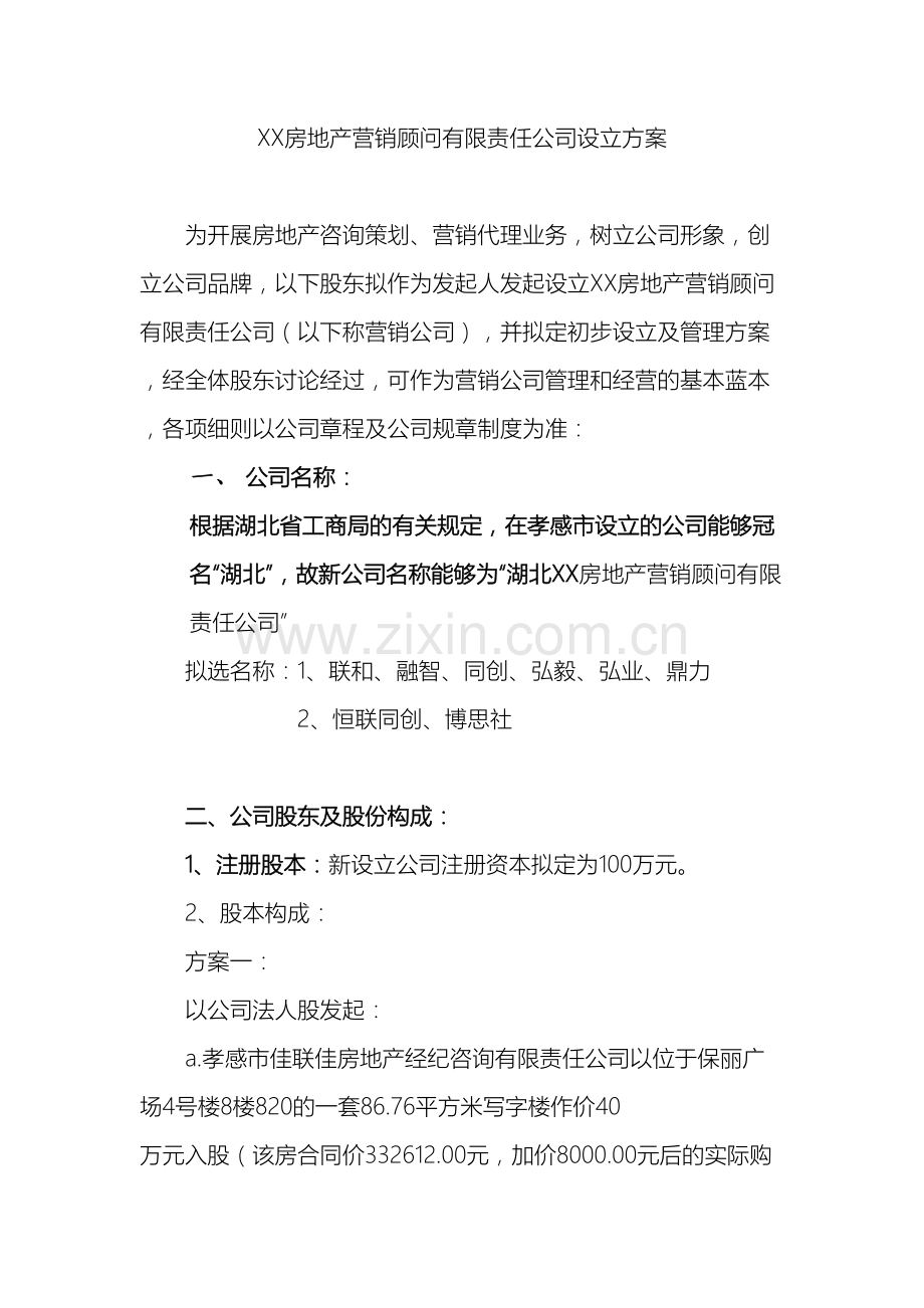 房地产营销有限责任公司设立方案.doc_第2页