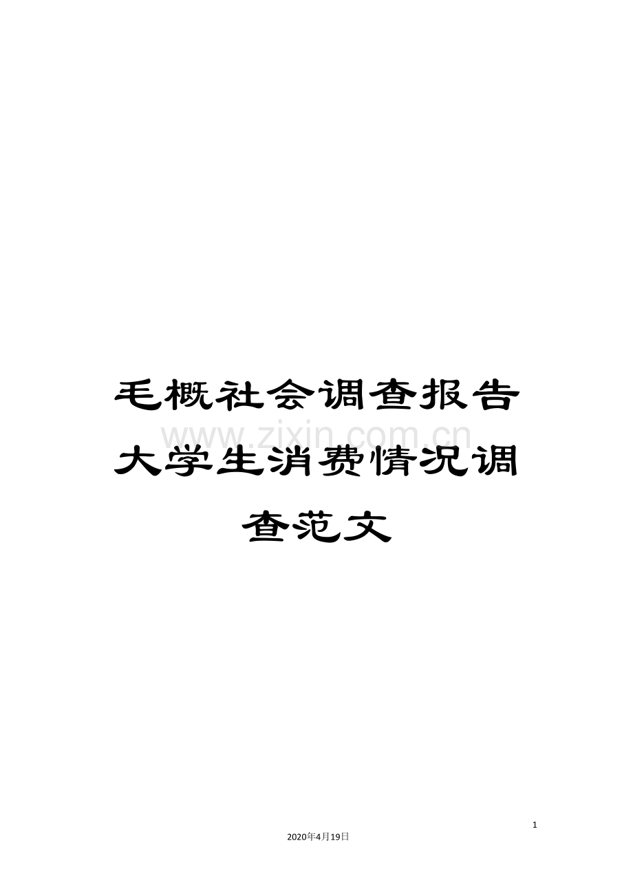 毛概社会调查报告大学生消费情况调查范文.doc_第1页