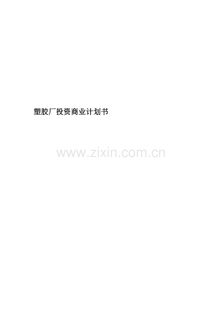 塑胶厂投资商业计划书.doc_第1页