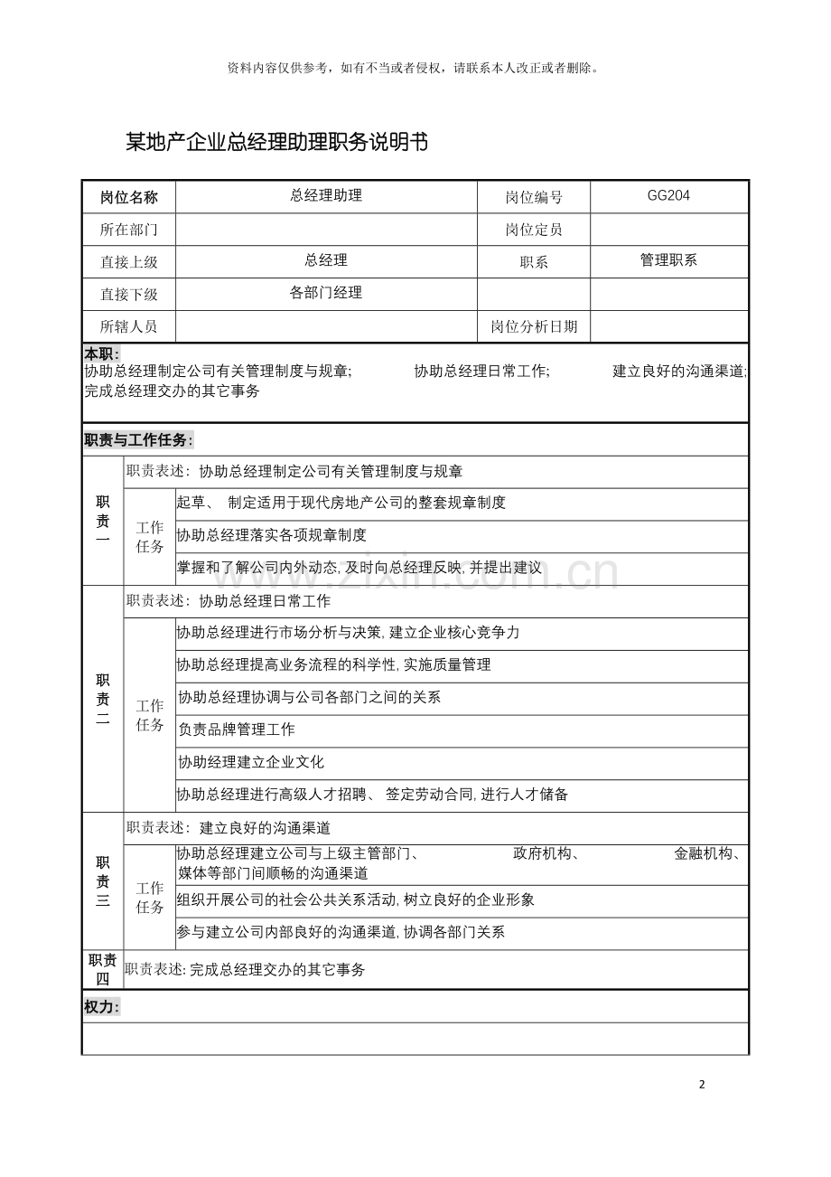 地产企业总经理助理职务说明书.doc_第2页