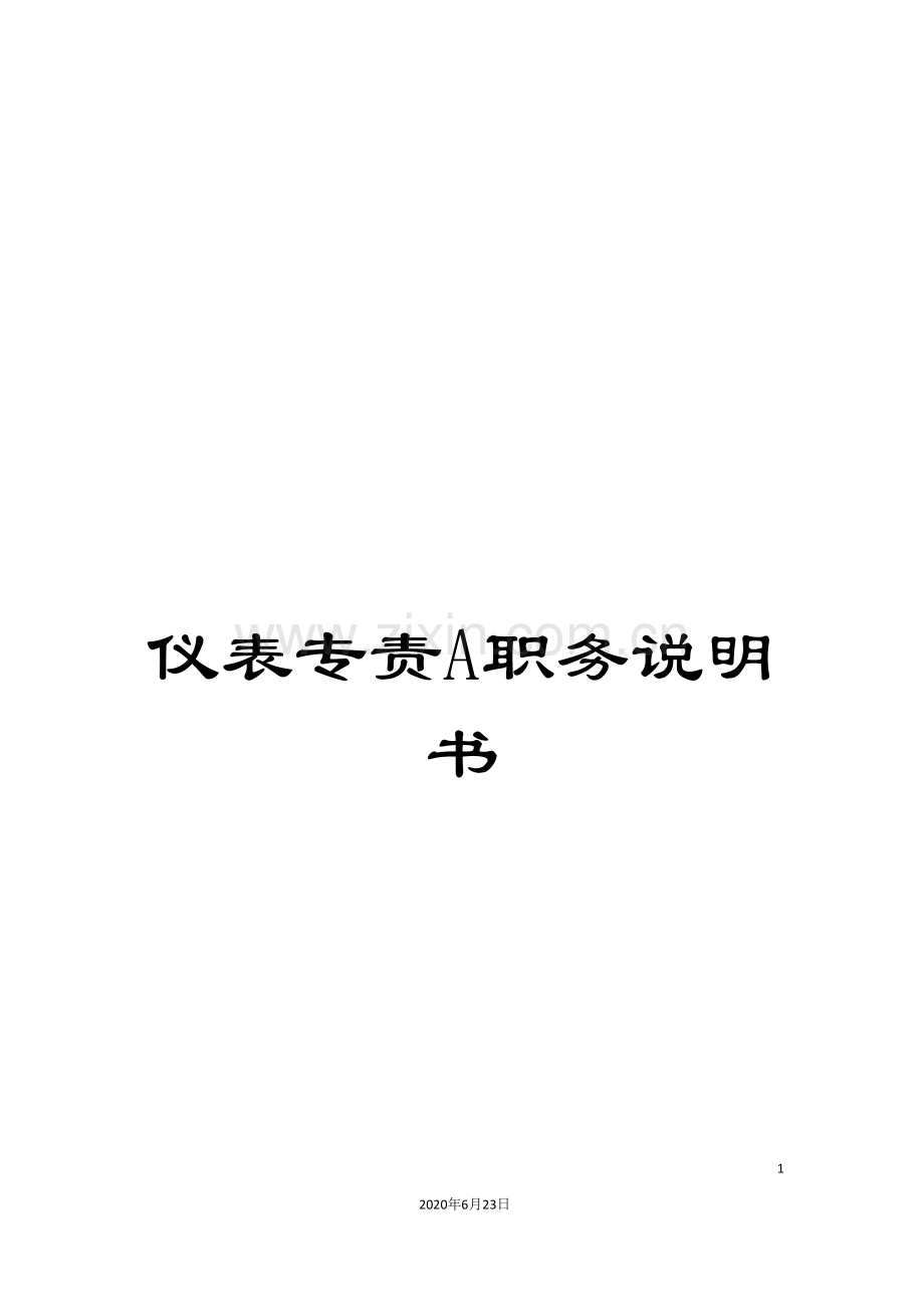 仪表专责A职务说明书.doc_第1页