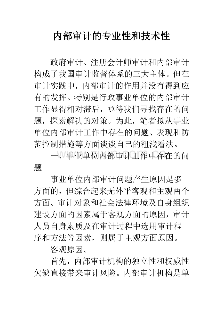 内部审计的专业性和技术性.docx_第1页