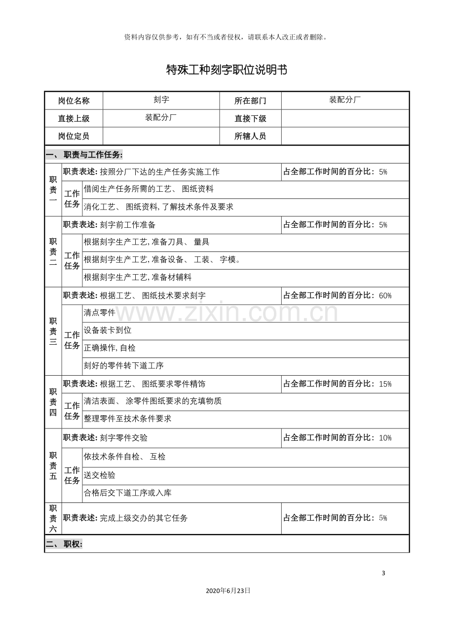 仪器生产企业特殊工种刻字职位说明书.doc_第3页