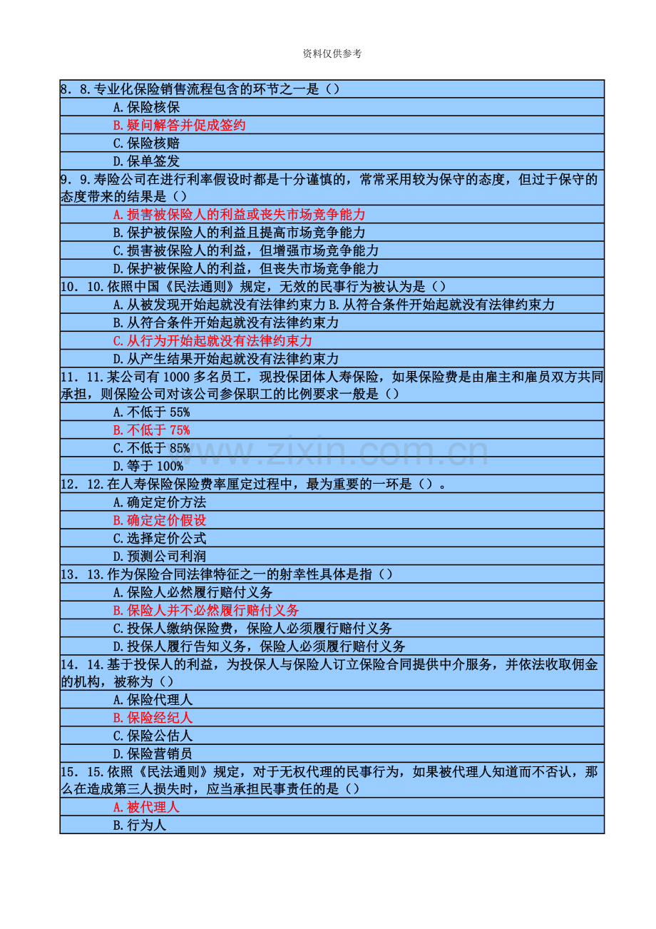 保险资格考试模拟试题.doc_第3页