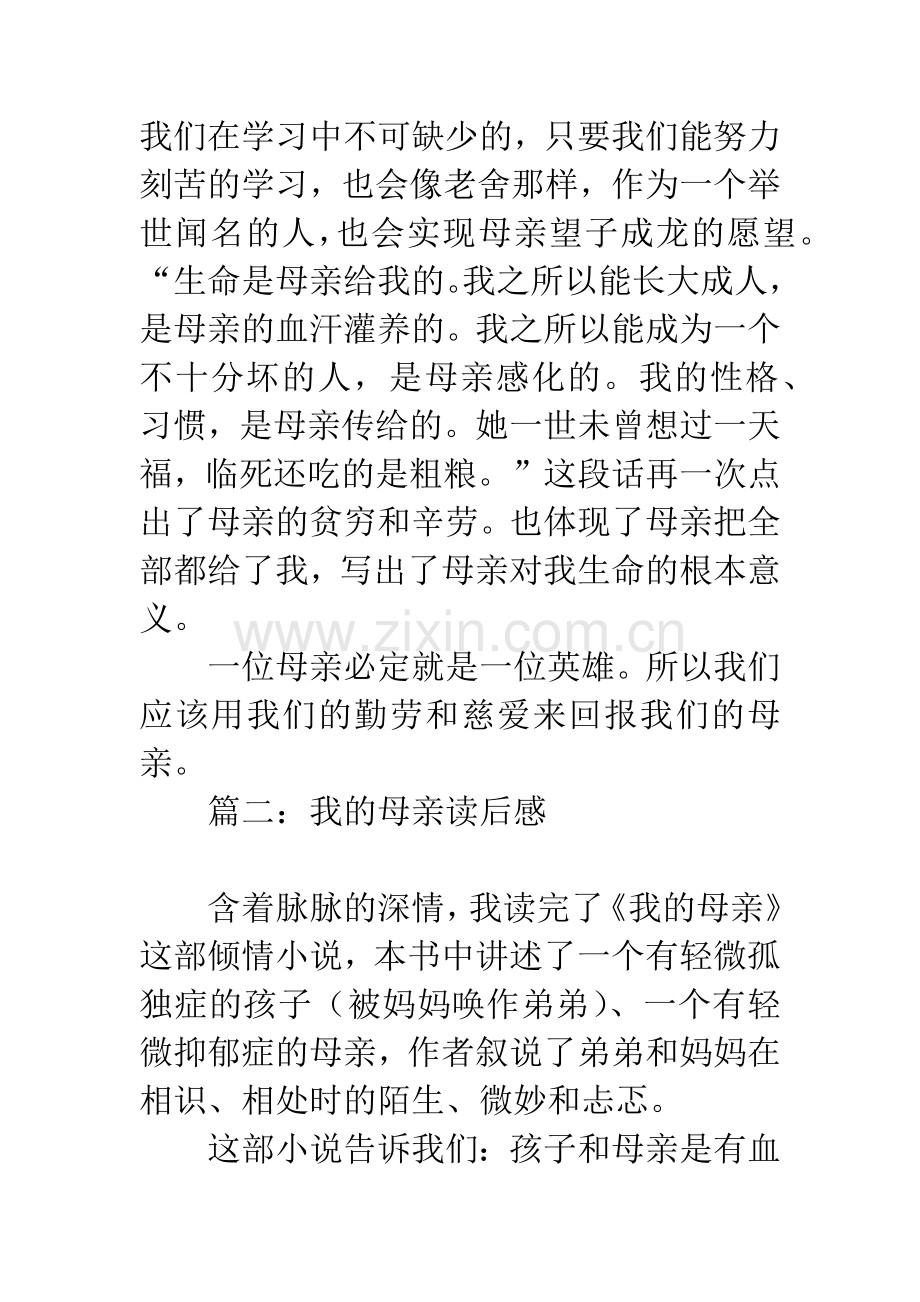 我的母亲读后感.docx_第2页