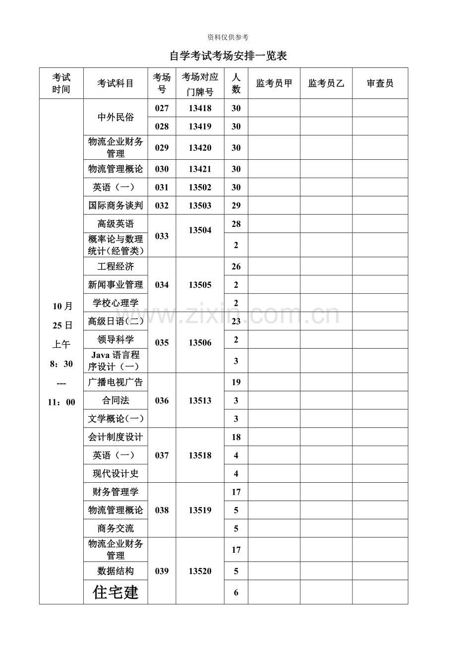 自学考试考场安排一览表.doc_第3页