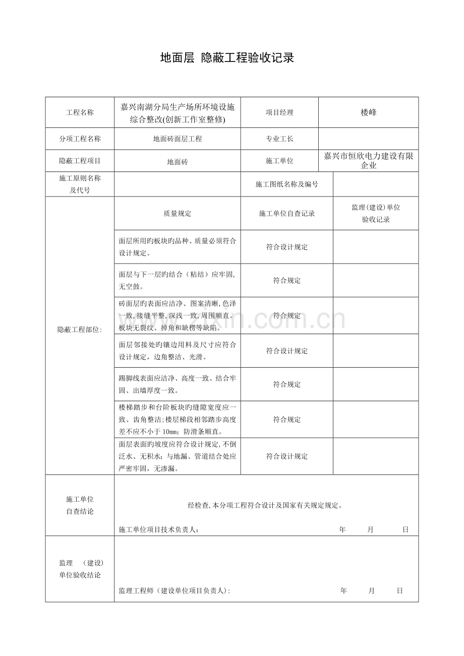 2023年装饰装修隐蔽工程验收记录表全套范例剖析.doc_第1页