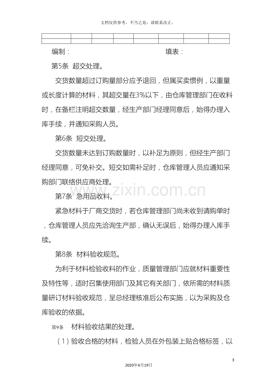 最全公司物料仓库管理制度样本.doc_第3页