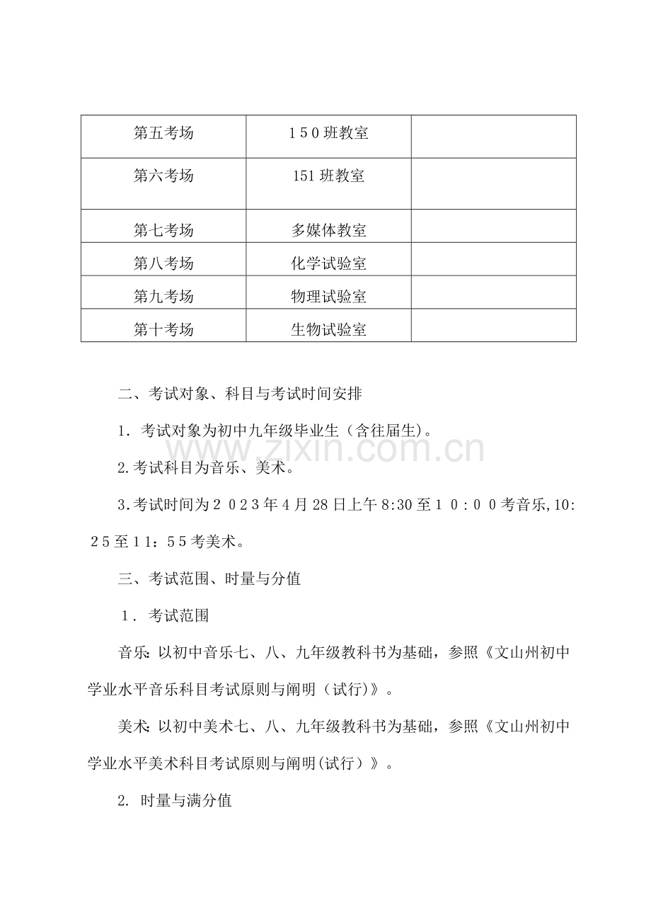 2023年篆角乡初级中学初中学业水平艺术科目考试工作方案.doc_第3页