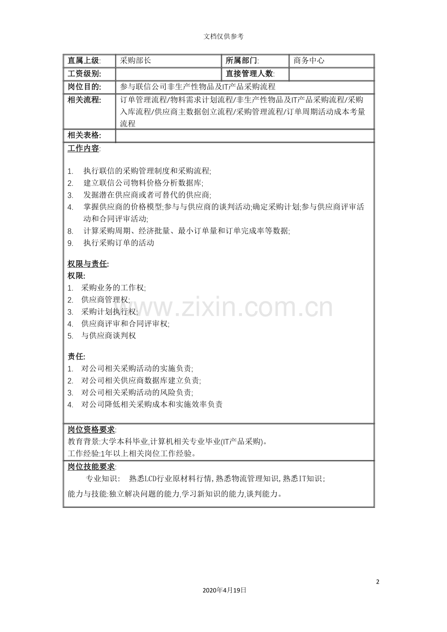 行政办公用品采购专员岗位职责.doc_第2页