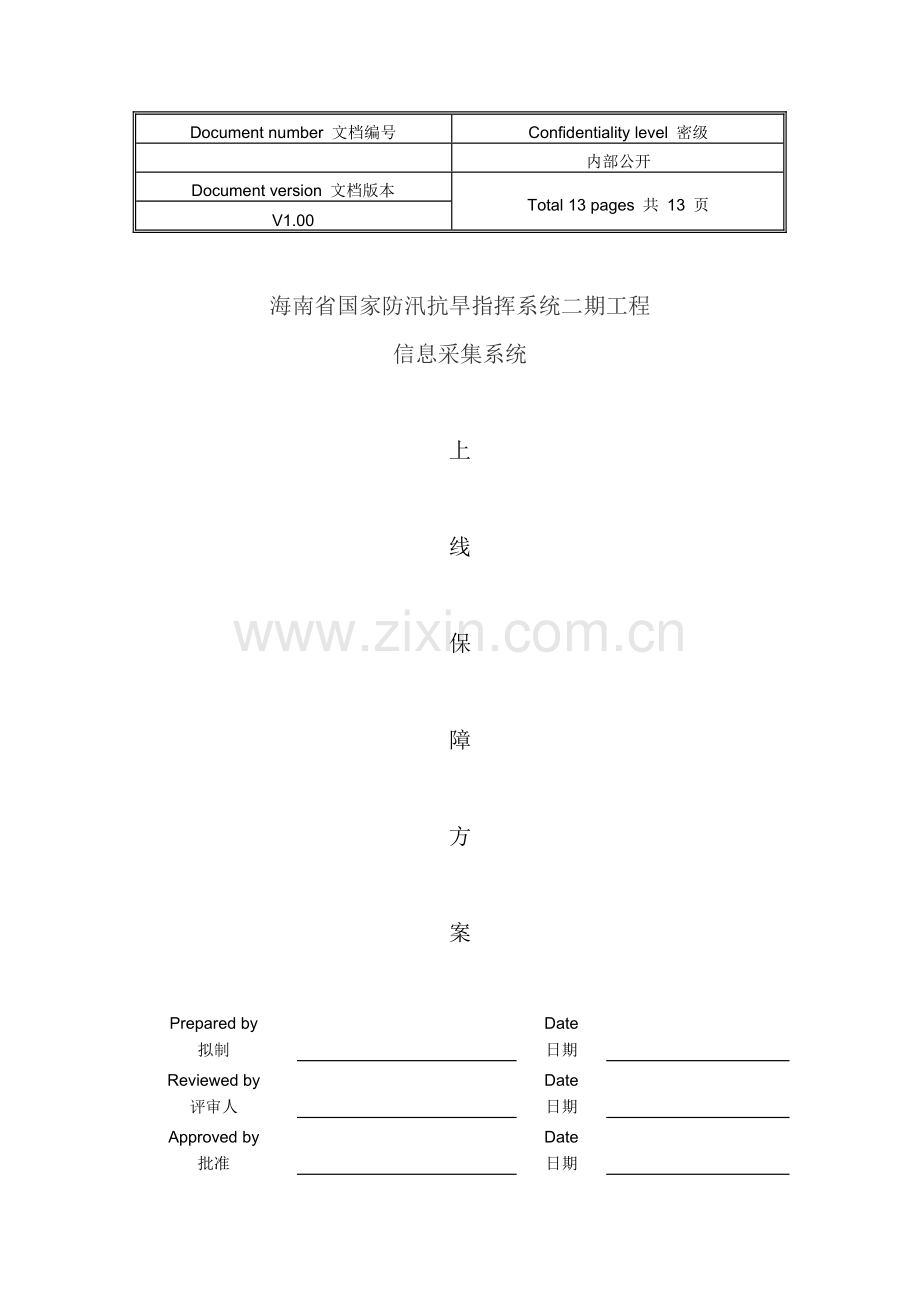 系统上线方案设计实用模板样本.doc_第1页