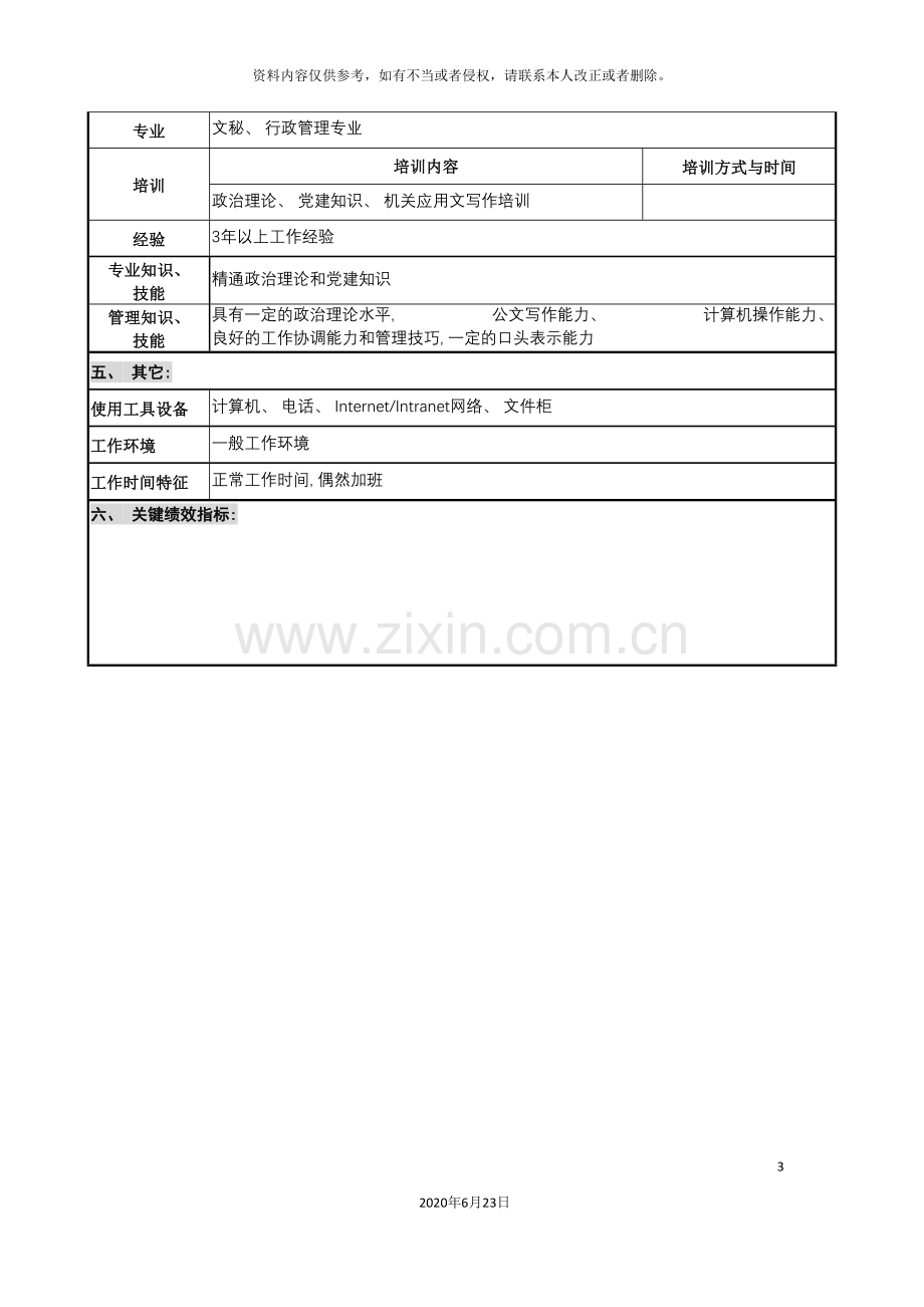 仪器生产企业党务管理职位说明书.doc_第3页