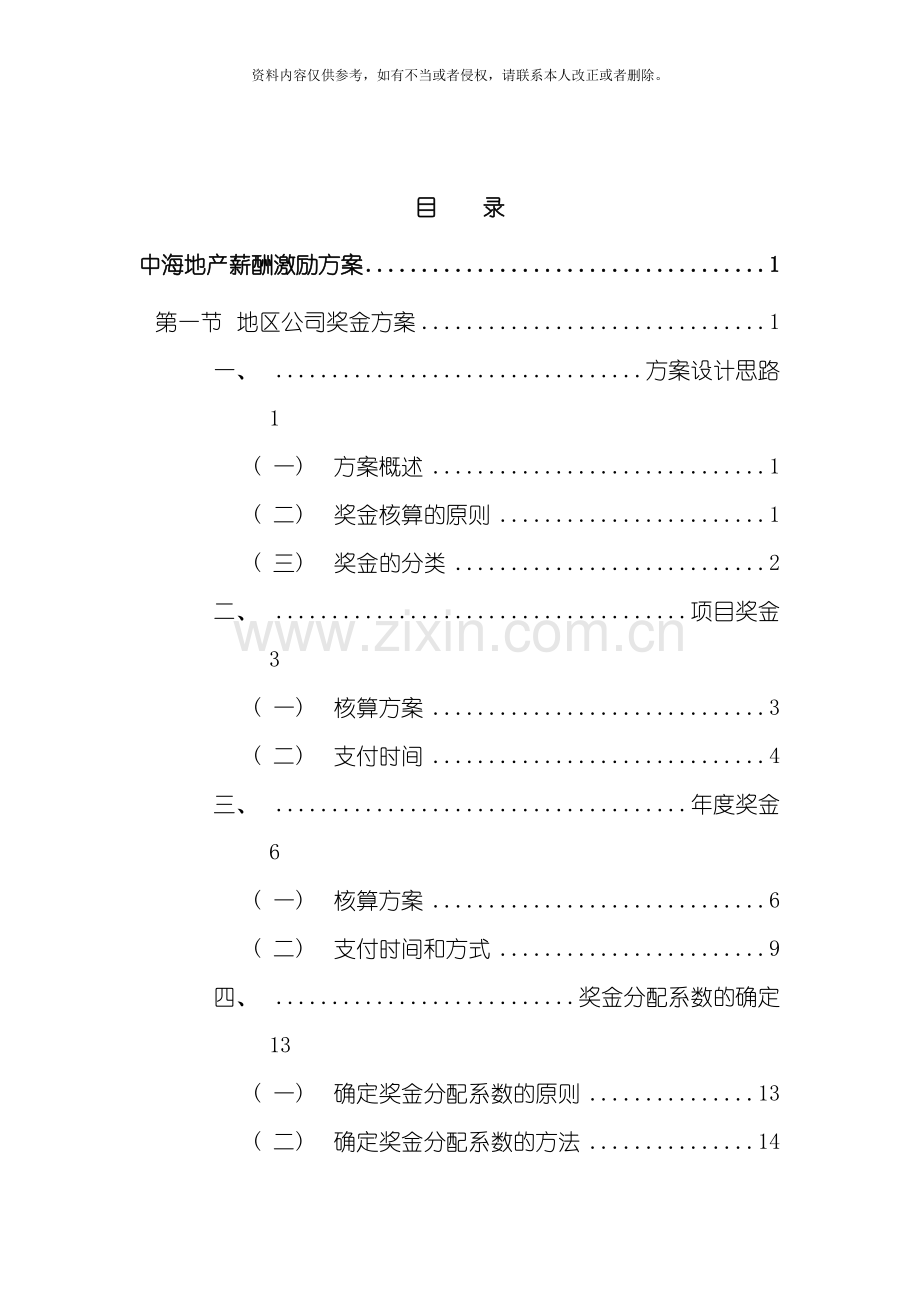 地产股份有限公司薪酬激励方案.doc_第3页