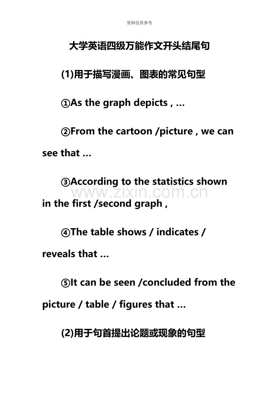 大学英语四级万能作文开头结尾句.doc_第2页