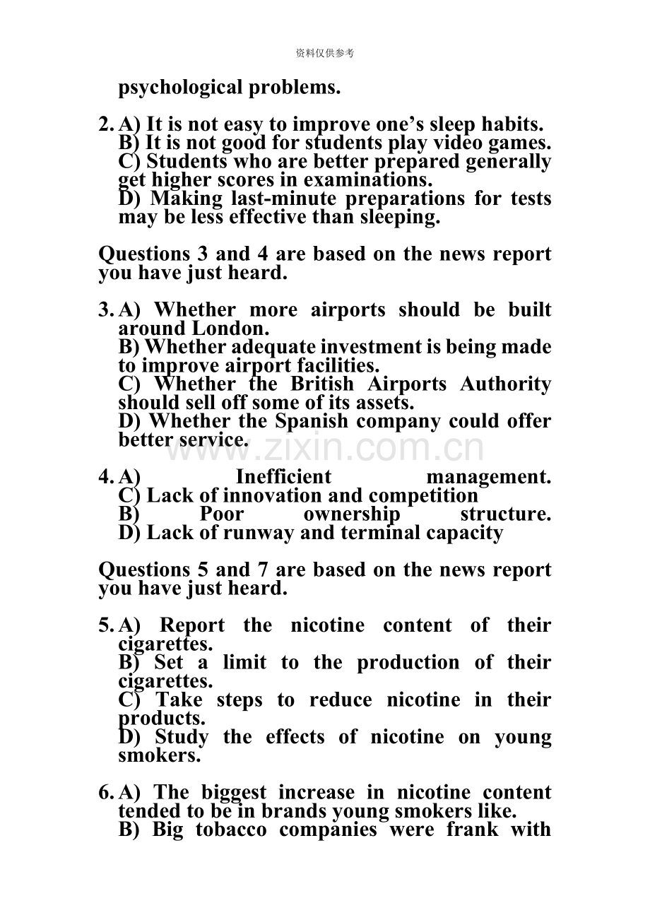 大学英语四级考试真题模拟试卷及答案.docx_第3页