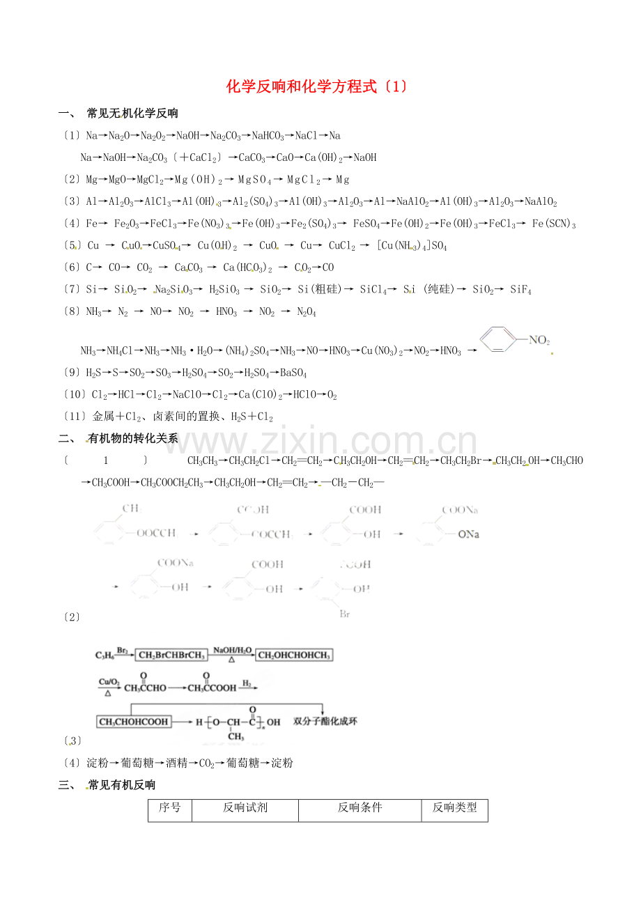 2022年高考化学中等生百日捷进提升系列专题1.14化学反应和化学方程式1.doc_第1页