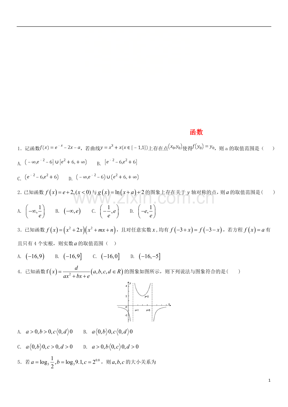 2018年高考数学三轮冲刺考点分类解析练习卷函数无答案理.doc_第1页