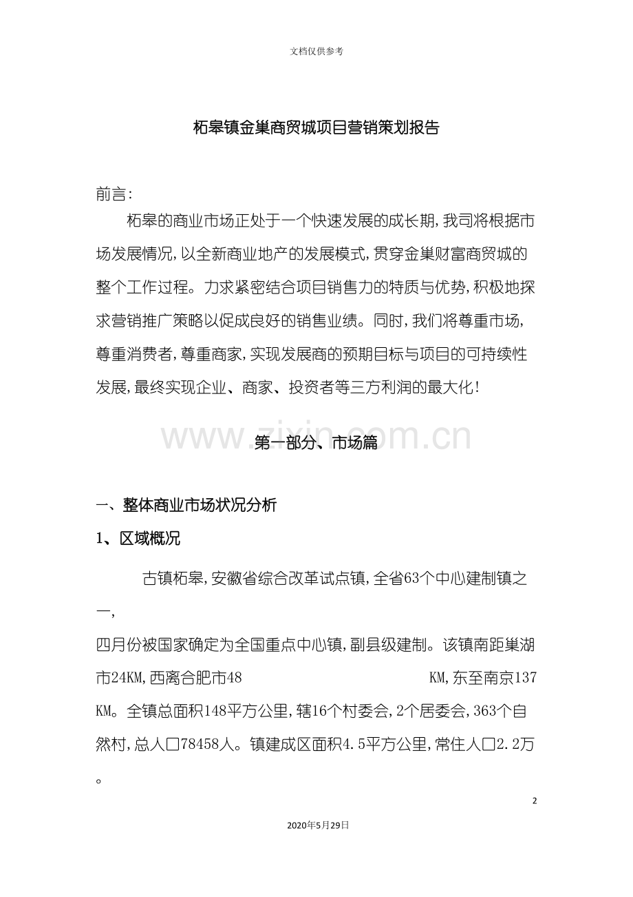 柘皋镇金巢商贸城项目营销策划报告.doc_第2页