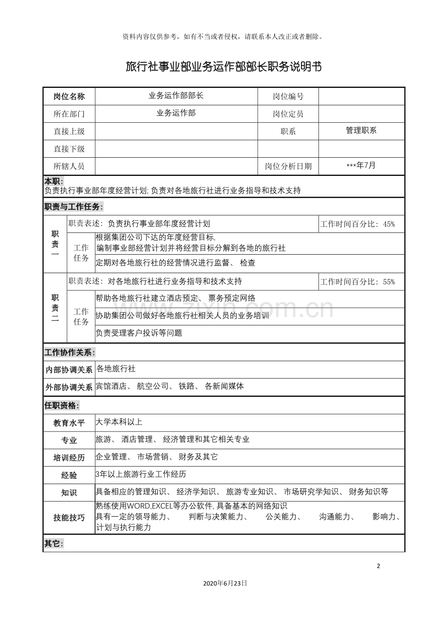 业务运作部部长职务说明书.doc_第2页