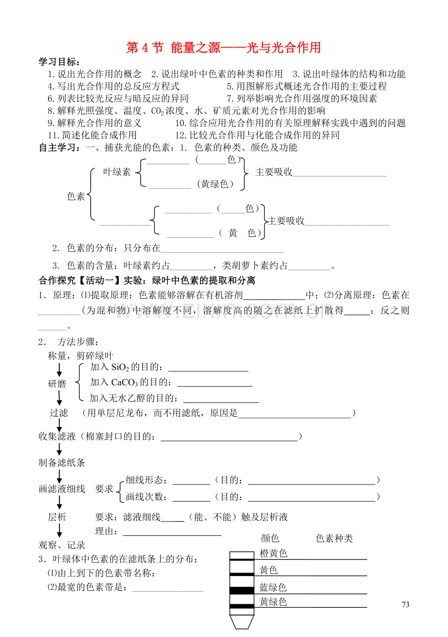 高中生物5.4能量之源_光与光合作用导学案无答案新人教版必修1.doc_第1页