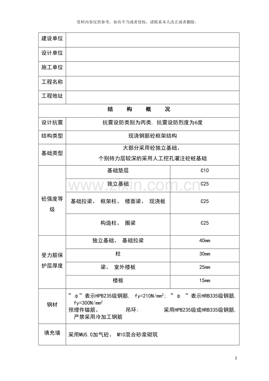 框架结构厂房独立柱基施工组织设计模板.doc_第2页